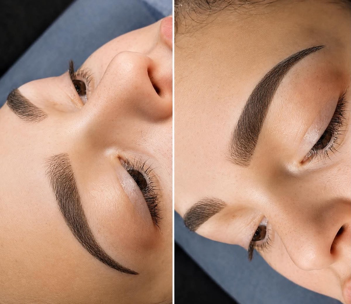 Before and after brow shaping and permanent makeup