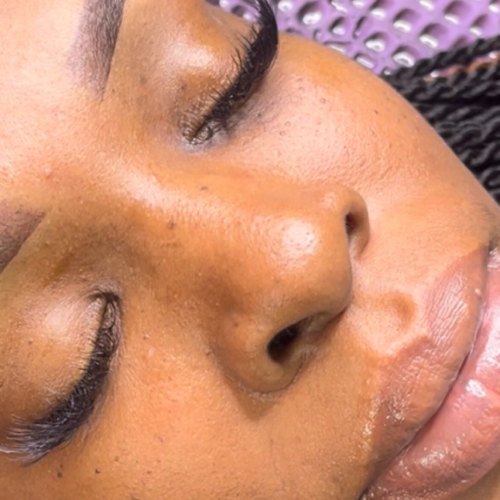 Permanent makeup brows, overhead view