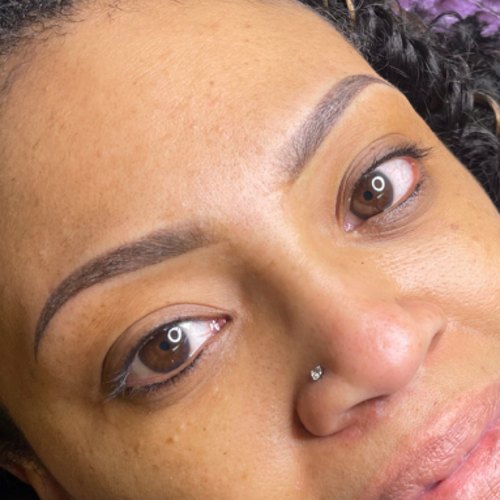 Ombré brows healed, close up